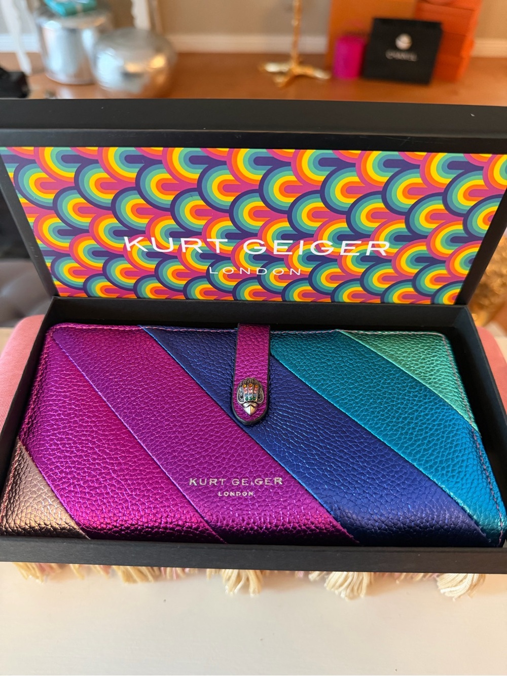 New Kurt Geiger London Metallic Gradient Leather Wallet
